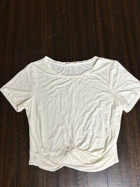 Sozy Cream Twist-Front Crop Top